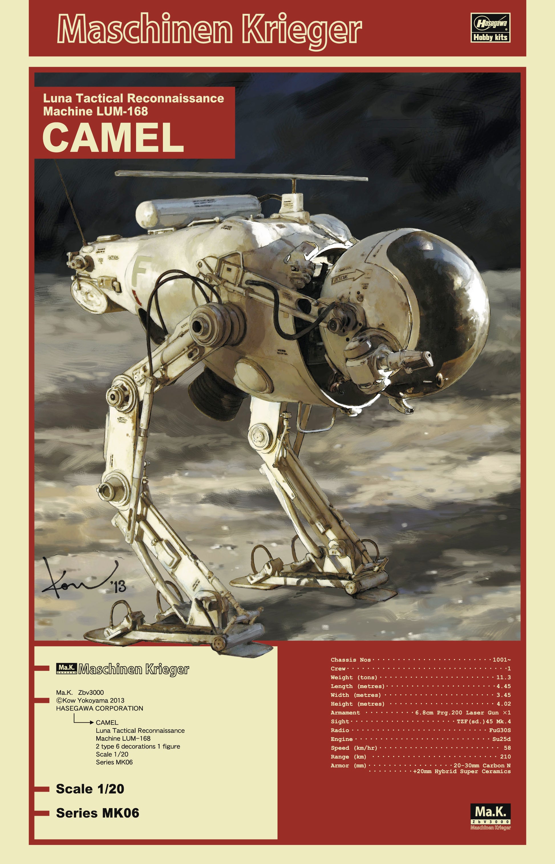 Hasegawa 1/20 Maschinen Krieger Ma.K. Luna Tactical Reconnaissance Machine Lum-168 Camel MK06 - Trinity Hobby