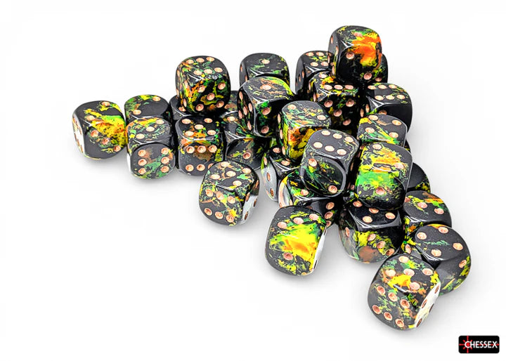 BRUSH 36D6 Deep Forest/gold 12mm Dice Block - Trinity Hobby