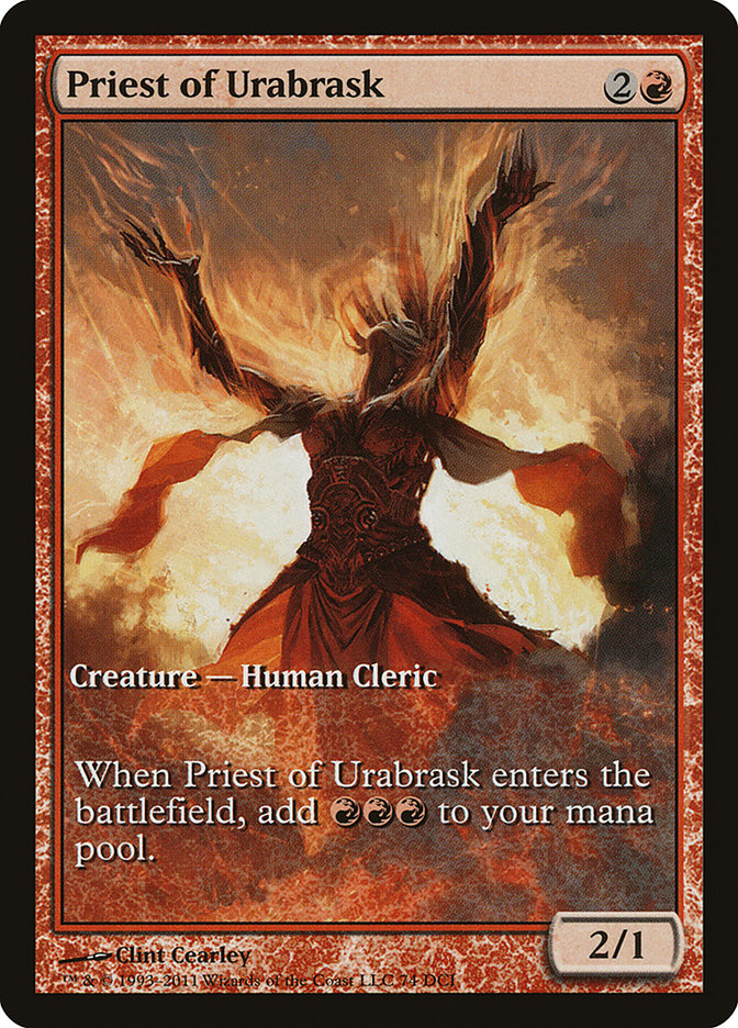 Priest of Urabrask (Game Day) (Full Art) [New Phyrexia Promos] - Trinity Hobby