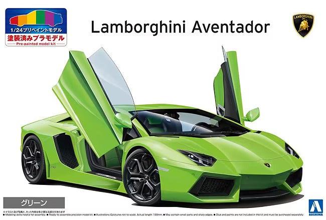 Aoshima 1/24 '11 Lamborghini Aventador Green Car (Pre-Painted) - Trinity Hobby