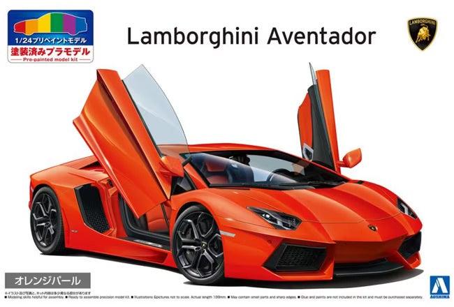 Aoshima 1/24 '11 Lamborghini Aventador Orange Pearl Car (Pre-Painted) - Trinity Hobby