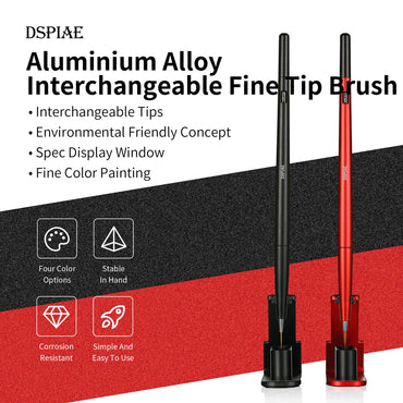 Dspiae Aluminium Alloy Interchangeable Fine Tip Brush Black
