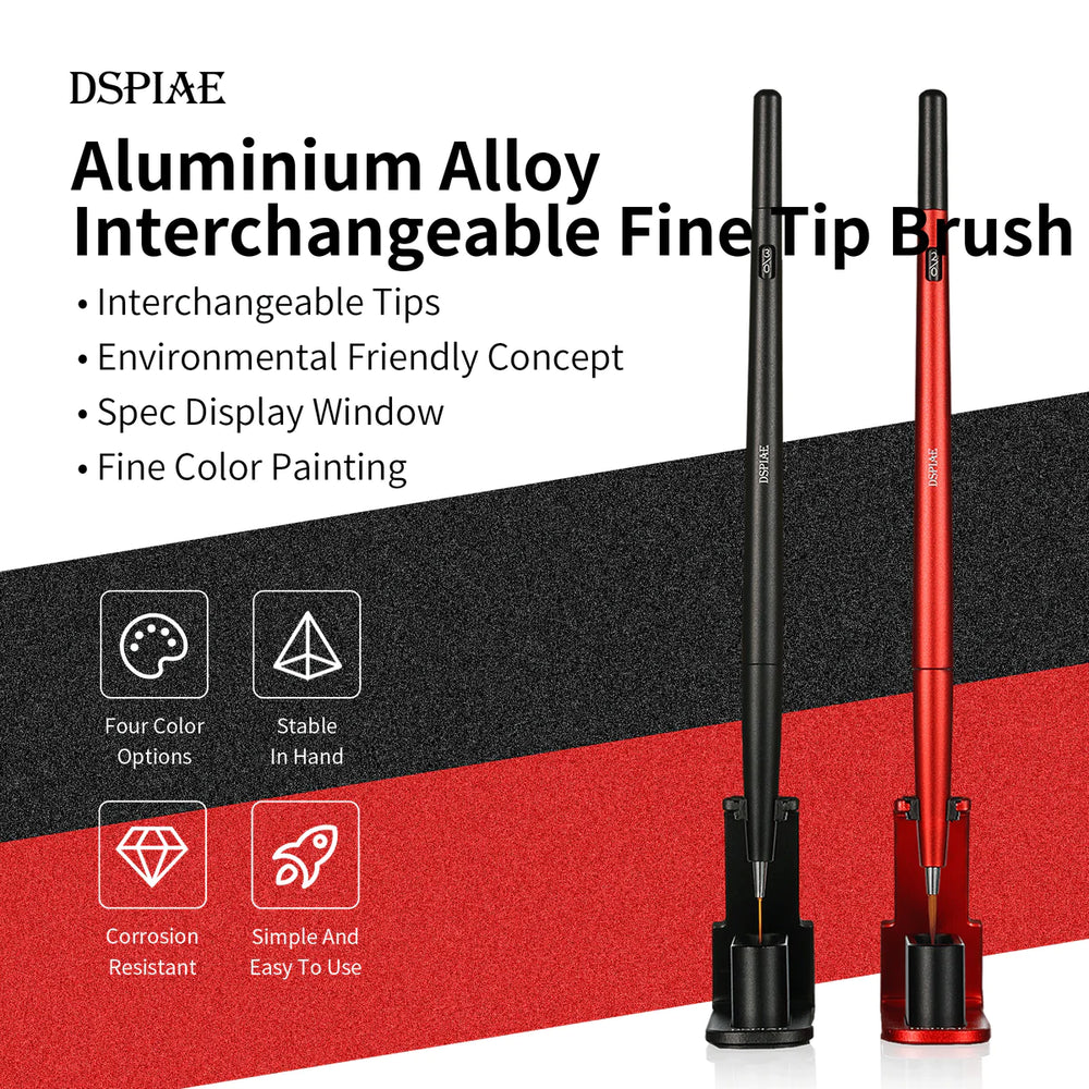 Dspiae Aluminium Alloy Interchangeable Fine Tip Brush Red