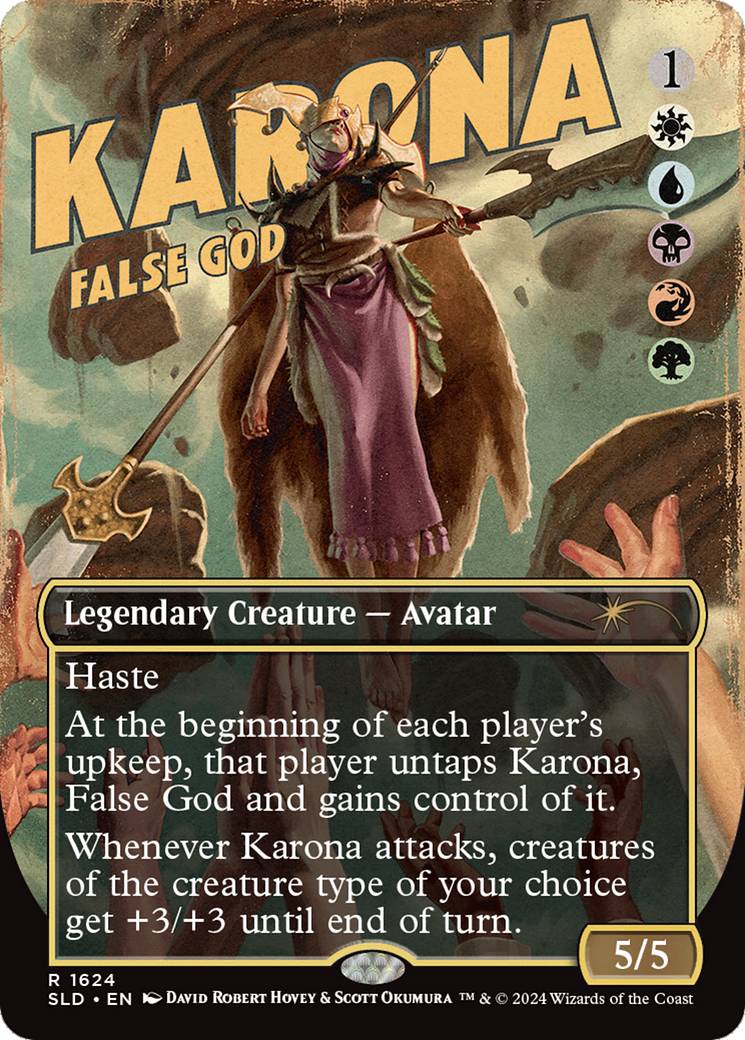 Karona, False God  [Foil]  (SLD-1624) - [Secret Lair Drop] (Borderless) - Trinity Hobby