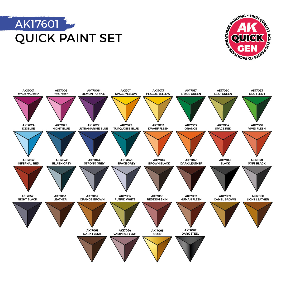 AK Interactive Quick Gen - Quick Paint Set 36 Colors - Trinity Hobby