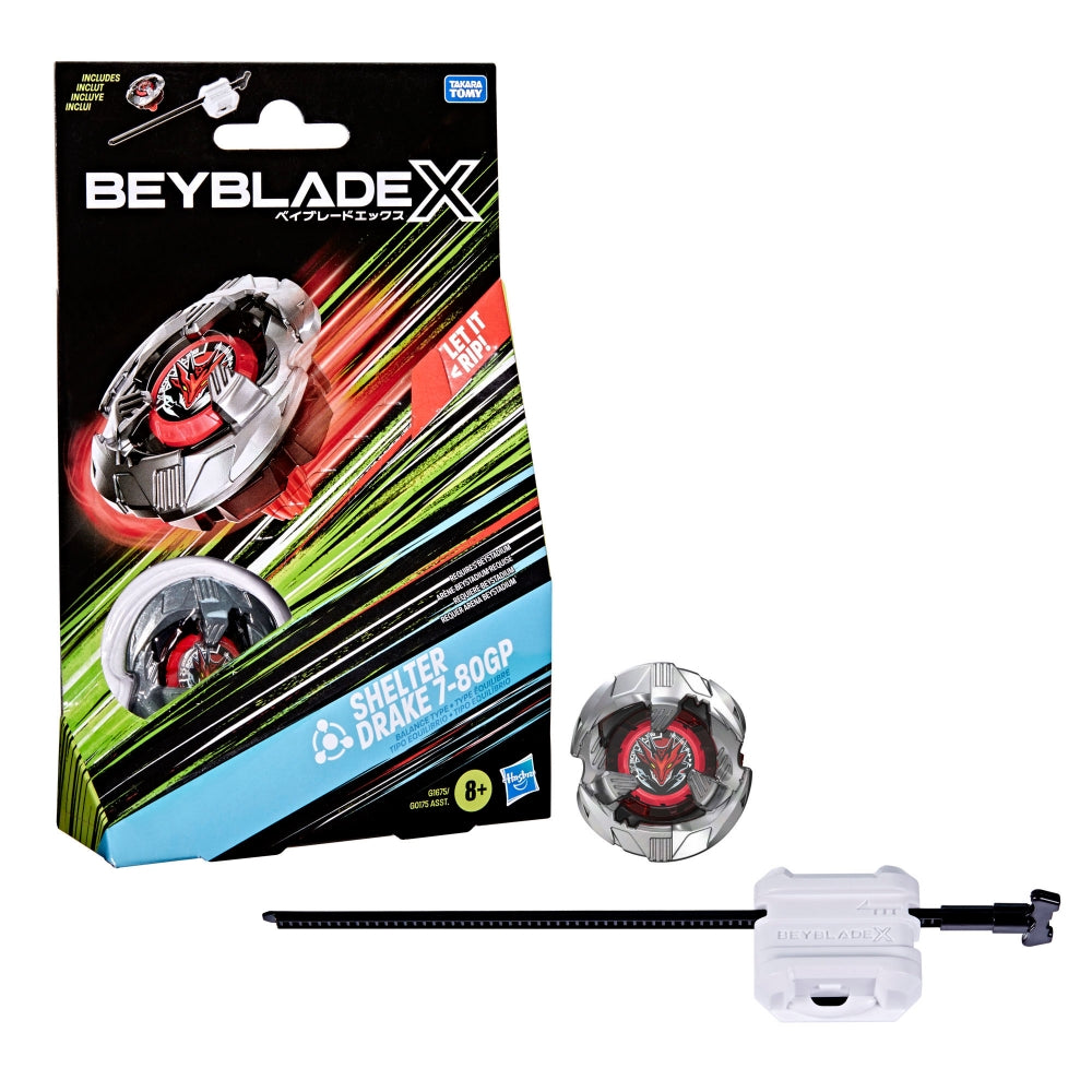 HASBRO Beyblade X SHELTER DRAKE 7-80GP (RED) BX Starter Pack Set - Trinity Hobby