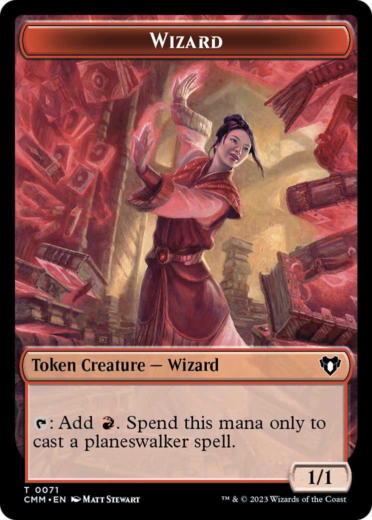 Chandra, Awakened Inferno Emblem // Wizard Double-Sided Token [Commander Masters Tokens] - Trinity Hobby