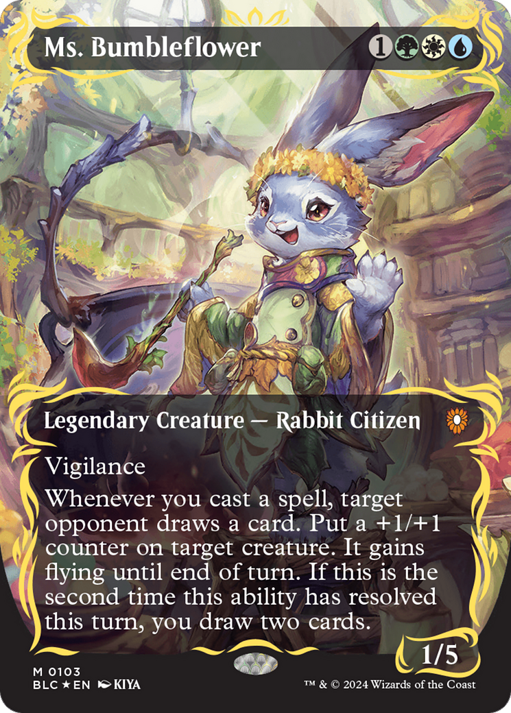Ms. Bumbleflower (Borderless) (Raised Foil) [Bloomburrow Commander] - Trinity Hobby