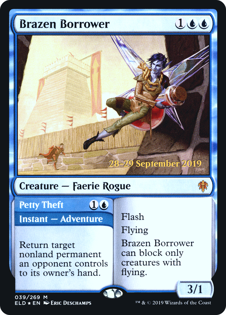 Brazen Borrower // Petty Theft [Throne of Eldraine Prerelease Promos] - Trinity Hobby
