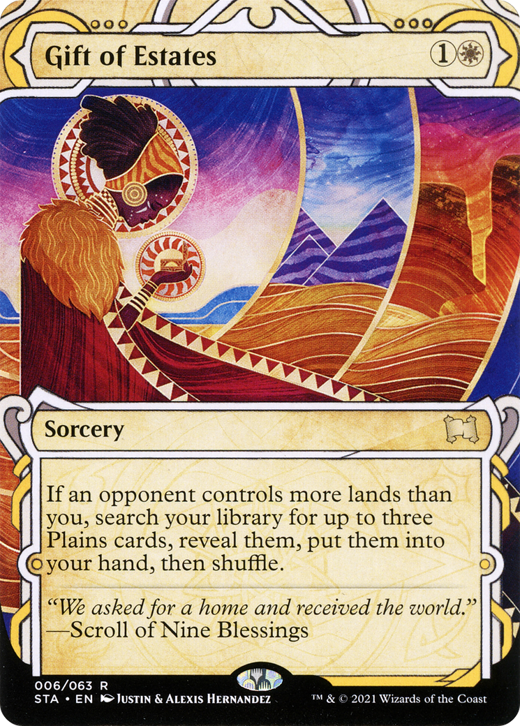 Gift of Estates [Etched Foil]  (STA-006) - [Strixhaven Mystical Archive]: (Showcase) (Borderless) - Trinity Hobby