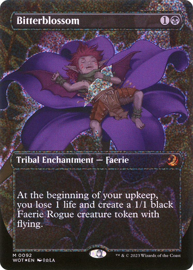 Bitterblossom (Anime Borderless) (Confetti Foil) [Wilds of Eldraine: Enchanting Tales] - Trinity Hobby