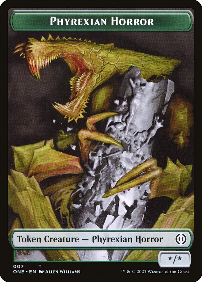 Phyrexian Goblin // Phyrexian Horror Double-Sided Token [Phyrexia: All Will Be One Tokens] - Trinity Hobby