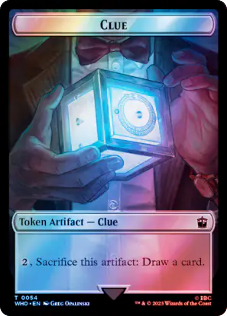Alien Rhino // Clue (0054) Double-Sided Token (Surge Foil) [Doctor Who Tokens] - Trinity Hobby