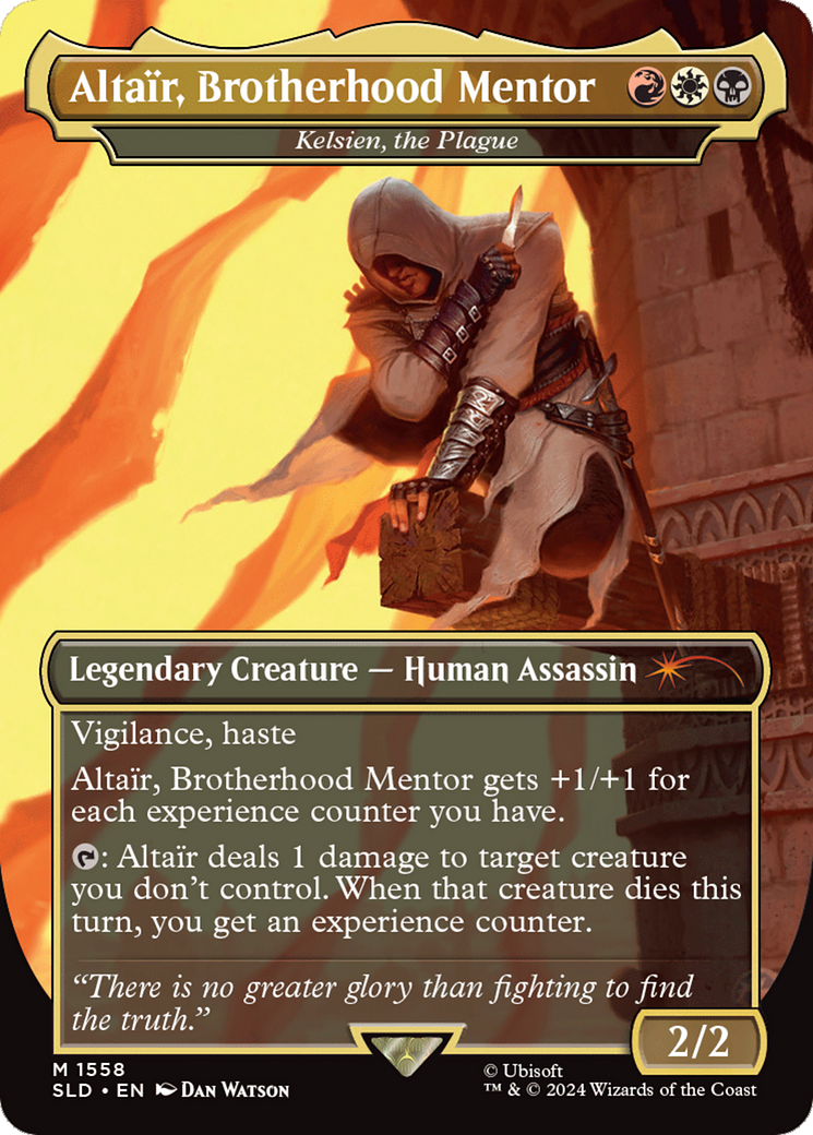 Kelsien, the Plague  [Foil]  (SLD-1558) - [Secret Lair Drop] / Altaïr, Brotherhood Mentor (Borderless) - Trinity Hobby