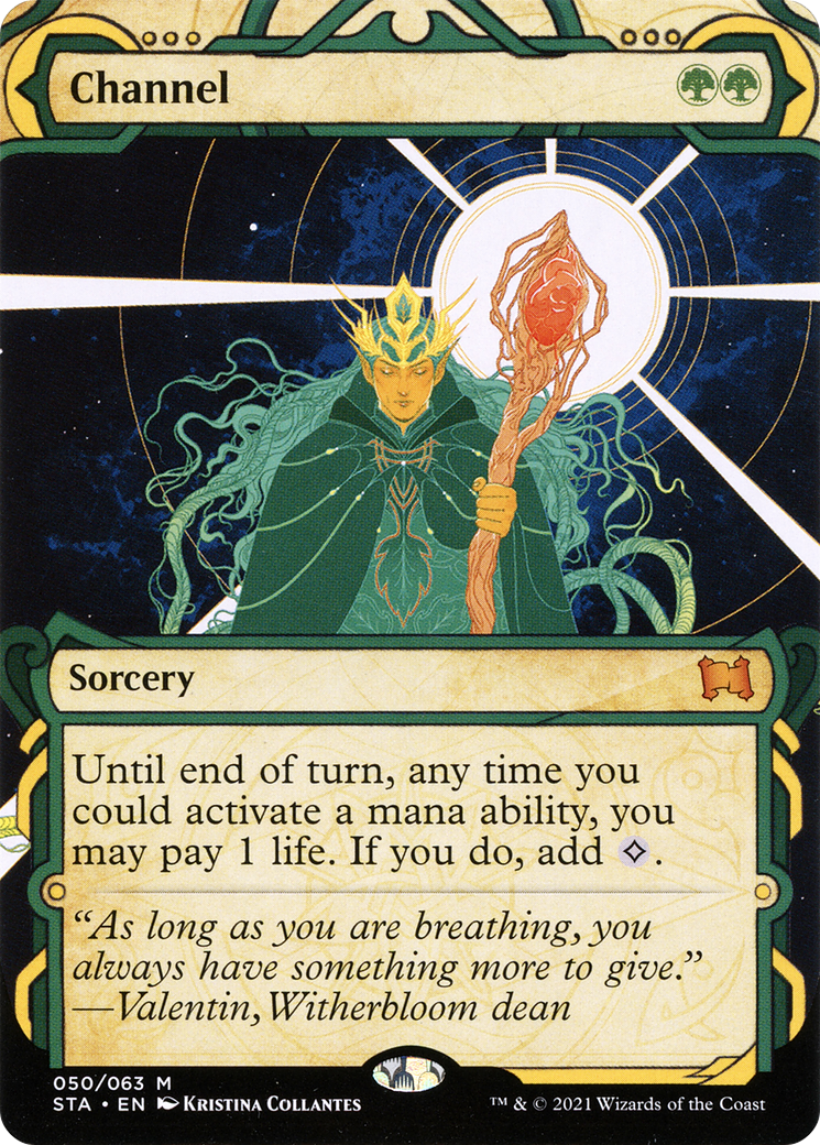 Channel [Etched Foil]  (STA-050) - [Strixhaven Mystical Archive]: (Showcase) (Borderless) - Trinity Hobby
