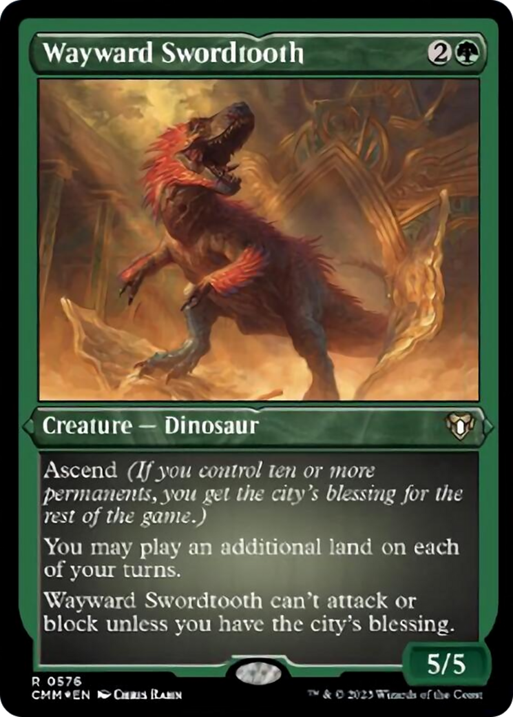 Wayward Swordtooth (Foil Etched) [Commander Masters] - Trinity Hobby