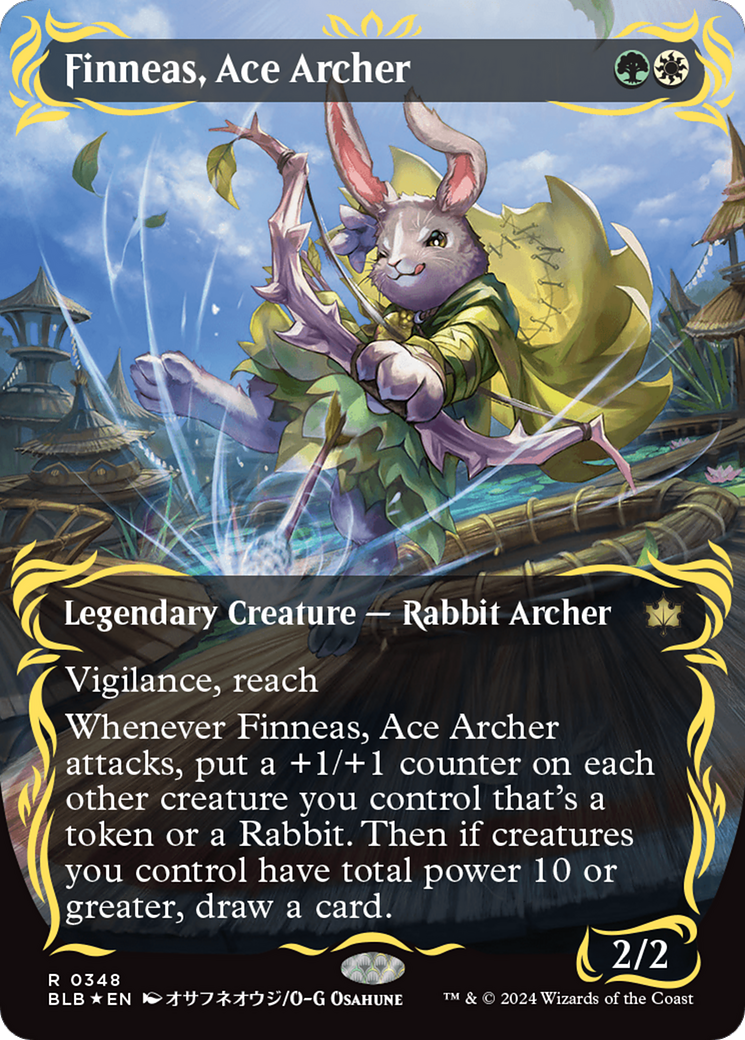 Finneas, Ace Archer (Borderless) (Raised Foil) [Bloomburrow] - Trinity Hobby