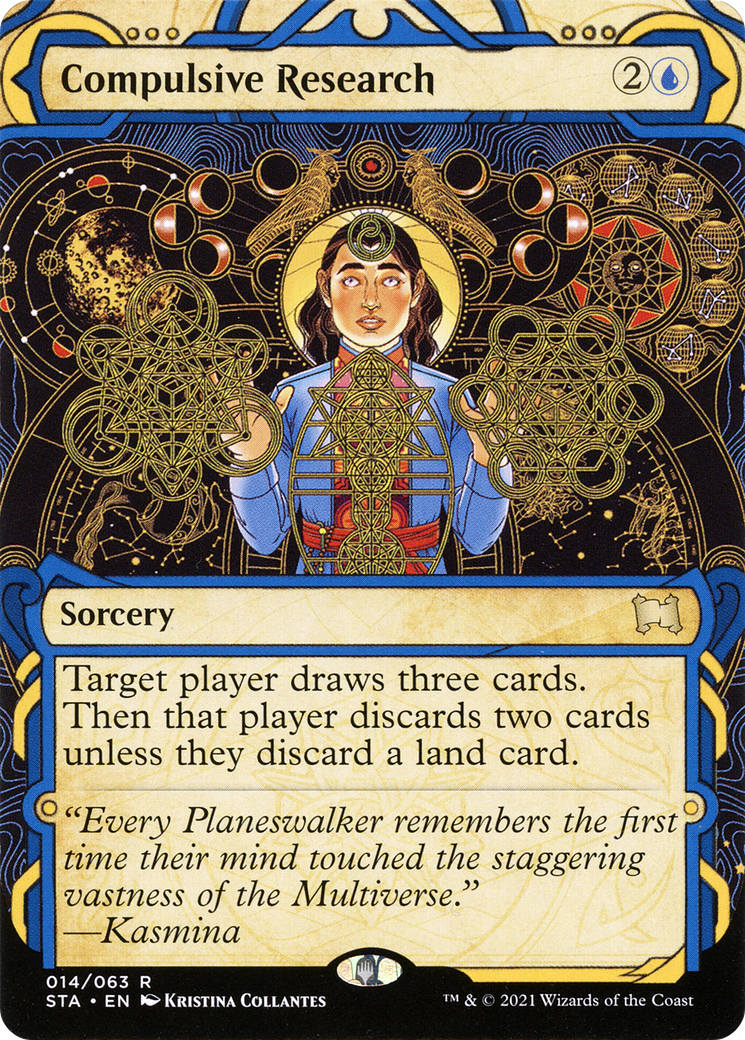 Compulsive Research [Etched Foil]  (STA-014) - [Strixhaven Mystical Archive]: (Showcase) (Borderless) - Trinity Hobby
