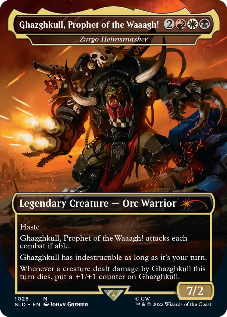 Ghazghkull, Prophet of the Waaagh! - Zurgo Helmsmasher (Borderless) [Secret Lair Drop Series] - Trinity Hobby