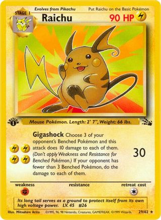 Raichu (29/62) [Fossil 1st Edition] - Trinity Hobby