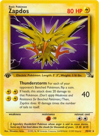 Zapdos (30/62) [Fossil 1st Edition] - Trinity Hobby