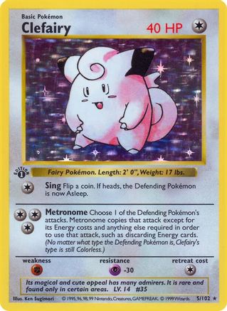 Clefairy (5/102) (Shadowless) [Base Set 1st Edition] - Trinity Hobby