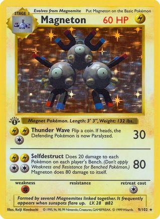 Magneton (9/102) (Shadowless) [Base Set 1st Edition] - Trinity Hobby