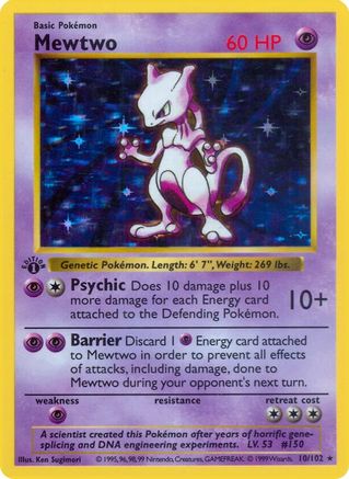 Mewtwo (10/102) (Shadowless) [Base Set 1st Edition] - Trinity Hobby