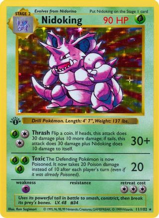 Nidoking (11/102) [Base Set Shadowless Unlimited] - Trinity Hobby