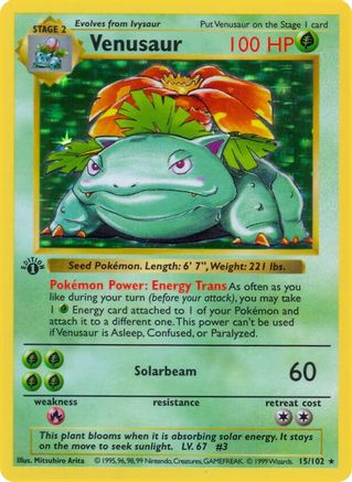 Venusaur (15/102) (Shadowless) [Base Set 1st Edition] - Trinity Hobby