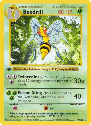 Beedrill (17/102) [Base Set Shadowless Unlimited] - Trinity Hobby