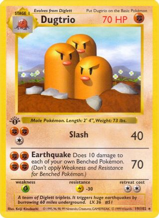 Dugtrio (19/102) [Base Set Shadowless Unlimited] - Trinity Hobby