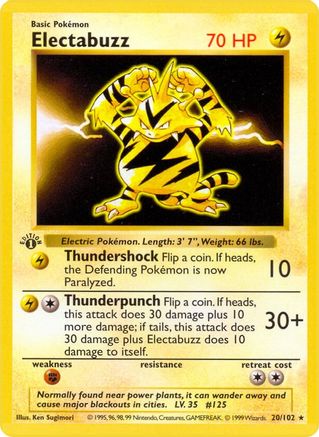 Electabuzz (20/102) (Shadowless) [Base Set 1st Edition] - Trinity Hobby