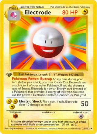 Electrode (21/102) (Shadowless) [Base Set 1st Edition] - Trinity Hobby