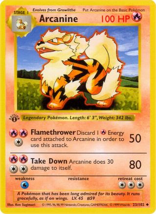 Arcanine (23/102) [Base Set Shadowless Unlimited] - Trinity Hobby