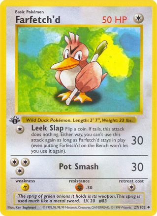Farfetch'd (27/102) (Shadowless) [Base Set 1st Edition] - Trinity Hobby