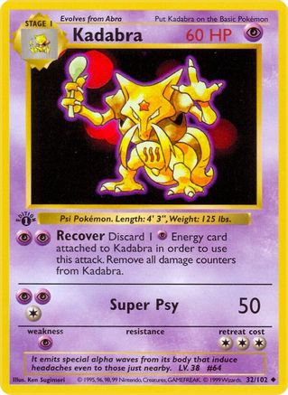 Kadabra (32/102) (Shadowless) [Base Set 1st Edition] - Trinity Hobby