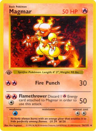 Magmar (36/102) [Base Set Shadowless Unlimited] - Trinity Hobby