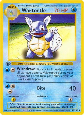 Wartortle (42/102) [Base Set Shadowless Unlimited] - Trinity Hobby