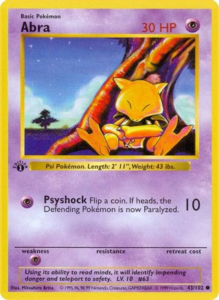 Abra (43/102) (Shadowless) [Base Set 1st Edition] - Trinity Hobby