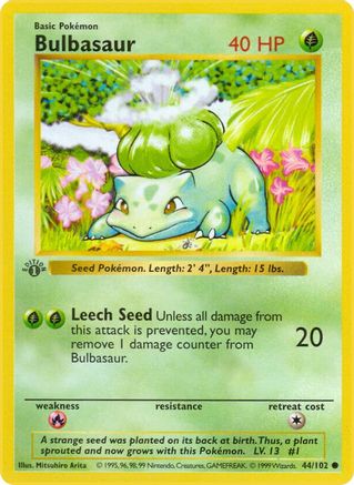 Bulbasaur (44/102) [Base Set Shadowless Unlimited] - Trinity Hobby