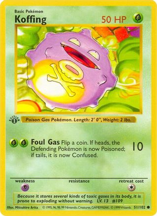 Koffing (51/102) [Base Set Shadowless Unlimited] - Trinity Hobby