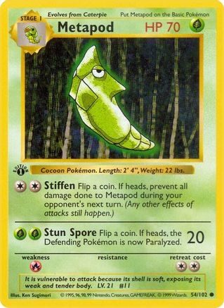 Metapod (54/102) [Base Set Shadowless Unlimited] - Trinity Hobby