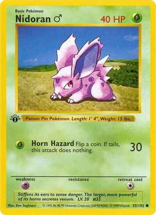 Nidoran (55/102) (Male) (Shadowless) [Base Set 1st Edition] - Trinity Hobby