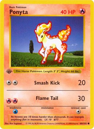 Ponyta (60/102) (Shadowless) [Base Set 1st Edition] - Trinity Hobby
