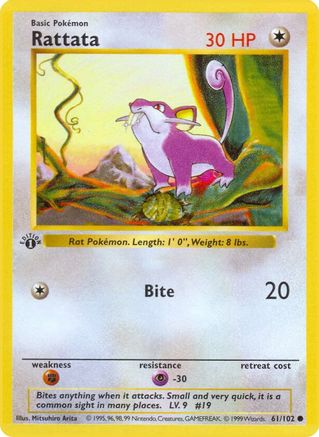 Rattata (61/102) (Shadowless) [Base Set 1st Edition] - Trinity Hobby