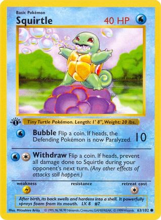 Squirtle (63/102) [Base Set Shadowless Unlimited] - Trinity Hobby