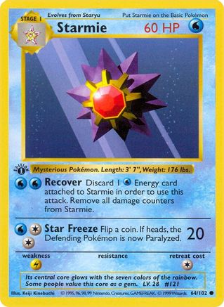 Starmie (64/102) [Base Set Shadowless Unlimited] - Trinity Hobby