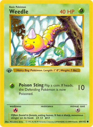 Weedle (69/102) (Shadowless) [Base Set 1st Edition] - Trinity Hobby