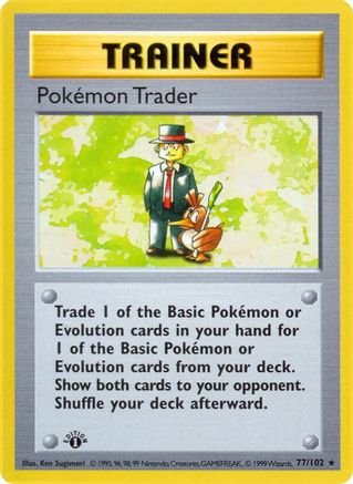 Pokemon Trader (77/102) (Shadowless) [Base Set 1st Edition] - Trinity Hobby